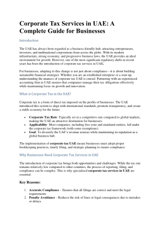 Corporate Tax Services in UAE