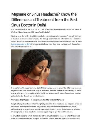 Migraine or Sinus Headache