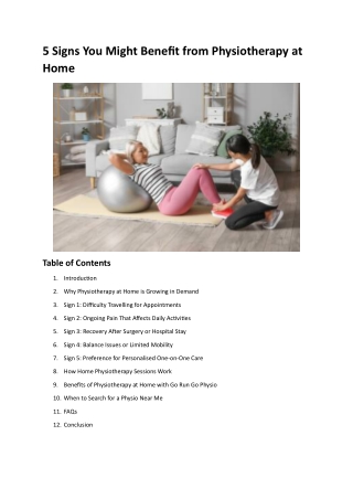 5 Signs You Might Benefit from Physiotherapy at Home