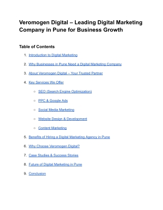 Veromogen Digital – Leading Digital Marketing Company in Pune for Business Growth - Google Docs