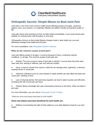 Orthopedic Secrets Simple Moves to Beat Joint Pain