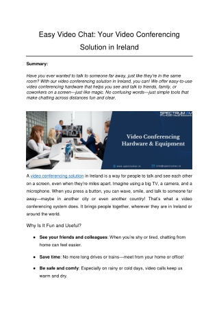 Easy Video Chat Your Video Conferencing Solution in Ireland