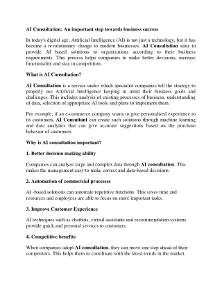 AI Consultation -An important step towards business success