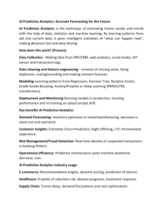 AI Predictive Analytics- Accurate Forecasting for the Future