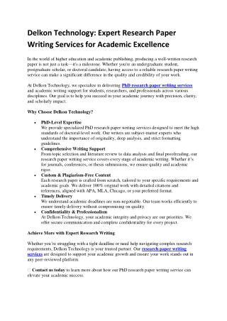 Delkon Technology Expert Research Paper Writing Services for Academic Excellence