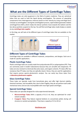 What are the Different Types of Centrifuge Tubes