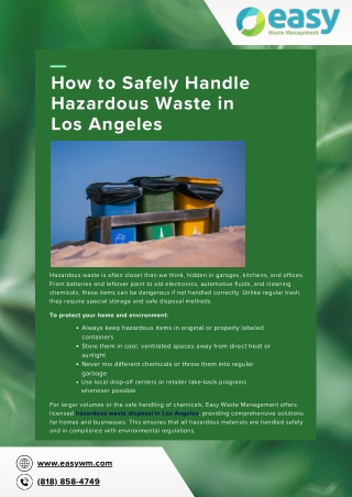 How to Safely Handle Hazardous Waste in Los Angeles