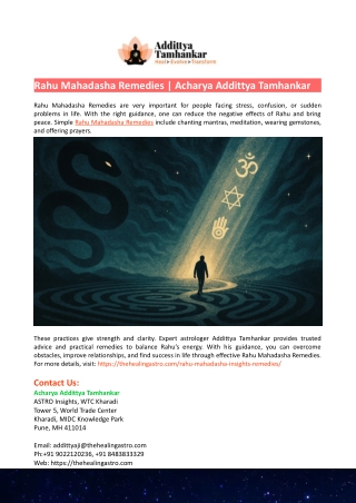 Rahu Mahadasha Remedies