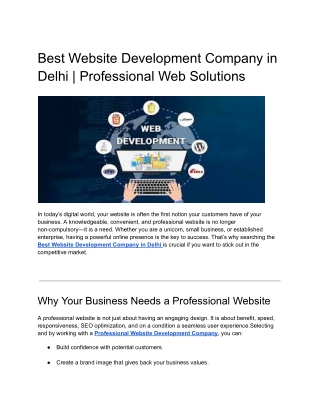Best Web Development Company In Delhi