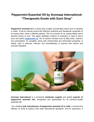 Peppermint Essential Oil by Aromaaz International_ “Therapeutic-Grade with Each Drop”
