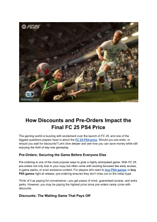 How Discounts and Pre-Orders Impact the Final FC 25 PS4 Price