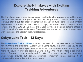 Explore the Himalayas with Exciting Trekking Adventures