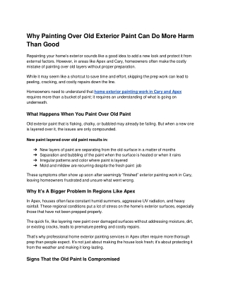 Why Painting Over Old Exterior Paint Can Do More Harm Than Good