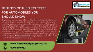 Benefits Of Tubeless Tyres For Automobiles You Should Know