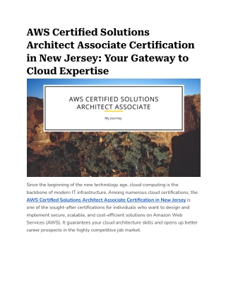 AWS Certified Solutions Architect Associate Certification in New Jersey_ Your Gateway to Cloud Expertise