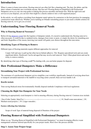 Flooring Removal Simplified with Professional Dumpsters