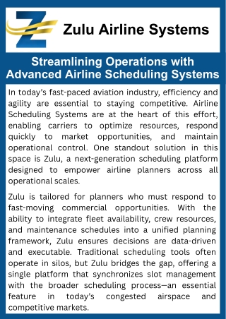 Streamlining Operations with Advanced Airline Scheduling Systems
