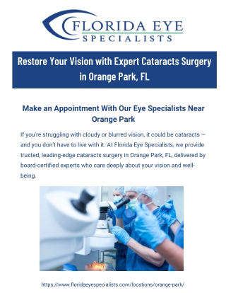 Florida Eye Specialists – Top Cataracts Surgery Orange Park FL (Aug 25)
