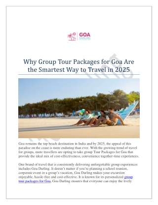 Why Group Tour Packages for Goa Are the Smartest Way to Travel in 2025