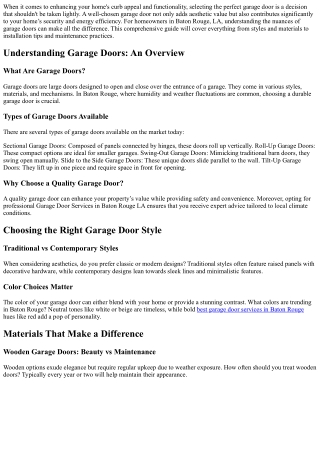 Choosing the Right Garage Door: A Guide for Baton Rouge Homeowners