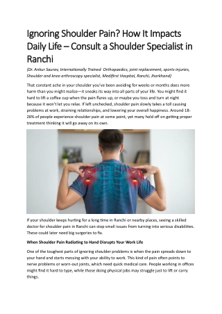 Ignoring Shoulder Pain