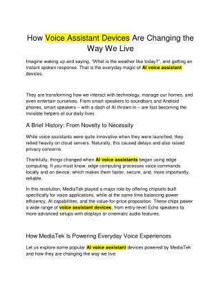 How Voice Assistant Devices Are Changing the Way We Live