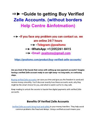 ⇒►↠Guide to getting Buy Verified Zelle Accounts. (without borders  Help Centre &