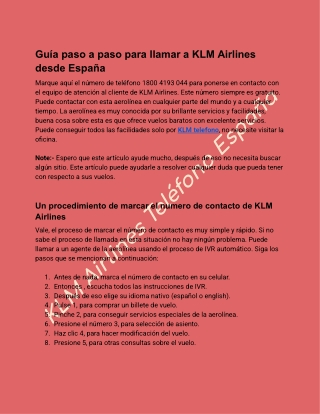 KLM Airlines Teléfono España
