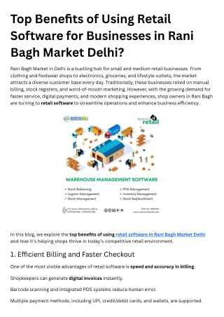 Benefits of Using Retail Software in Rani Bagh Delhi NCR for Small Businesses