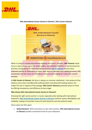 DHL International Courier Service in Chennai