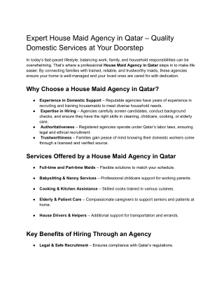 Doha’s Trusted Babysitters and Maid Services