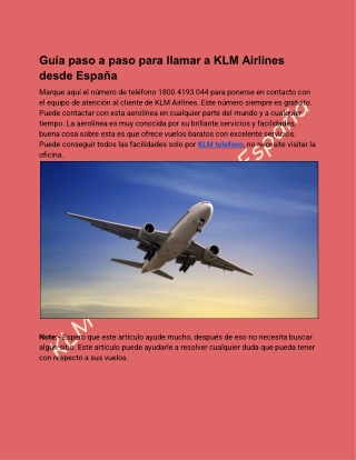 KLM Airlines Teléfono España