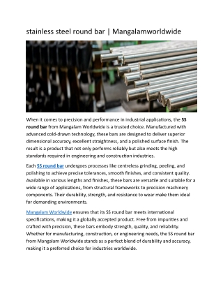 stainless steel round bar mangalamworldwide