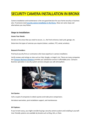 SECURITY CAMERA INSTALLATION IN BRONX