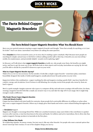 The Facts Behind Copper Magnetic Bracelets What You Should Know