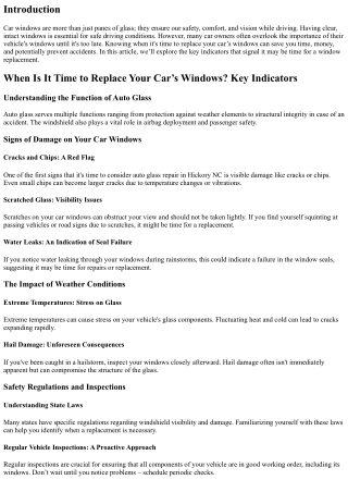 When Is It Time to Replace Your Car’s Windows? Key Indicators