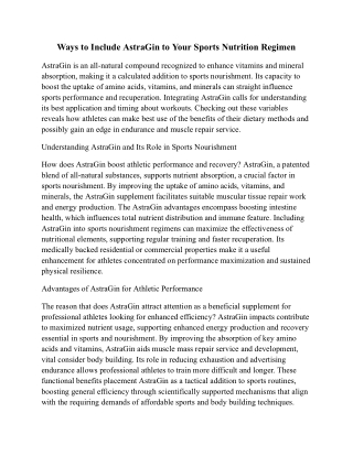 How to Incorporate AstraGin Into Sports Nourishment Regimens?