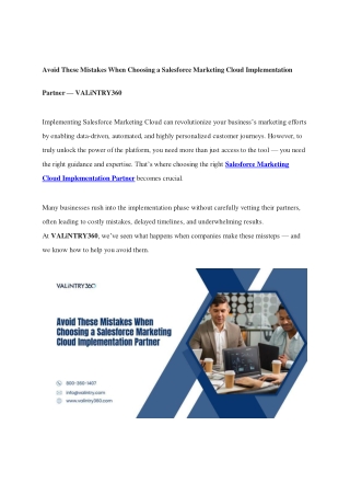Avoid These Mistakes When Choosing a Salesforce Marketing Cloud Implementation Partner — VALiNTRY360 (2)