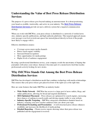 Gain Market Presence with IMCWire Affordable Press Release Distribution