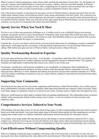 The Benefits of Using Local Auto Glass Services in Winston-Salem