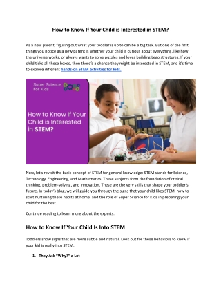 How to Know If Your Child is Interested in STEM?