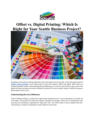 Offset vs. Digital Printing: Which Is Right for Your Seattle Business Project?