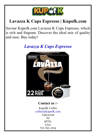 Lavazza K Cups Espresso | Kupofk.com