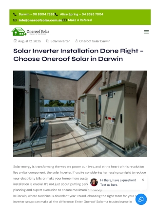 Solar Inverter Installation Done Right – Choose Oneroof Solar in Darwin