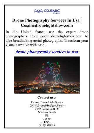Drone Photography Services In Usa | Cosmicdronelightshow.com