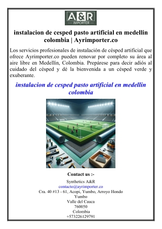 instalacion de cesped pasto artificial en medellin colombia | Ayrimporter.co