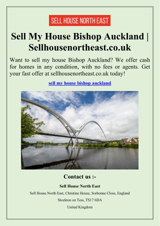 Sell My House Bishop Auckland  Sellhousenortheast.co.uk