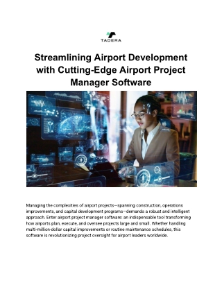 Streamlining Airport Development with Cutting-Edge Airport Project Manager Software