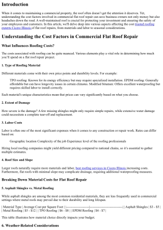 Understanding the Cost Factors in Commercial Flat Roof Repair