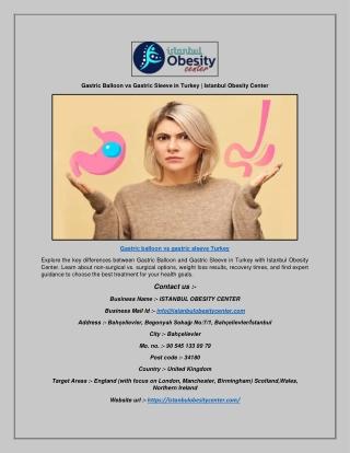 Gastric Balloon vs Gastric Sleeve in Turkey | Istanbul Obesity Center